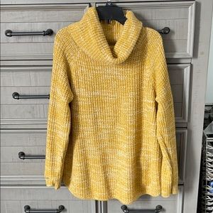 yellow and white turtle neck sweater
